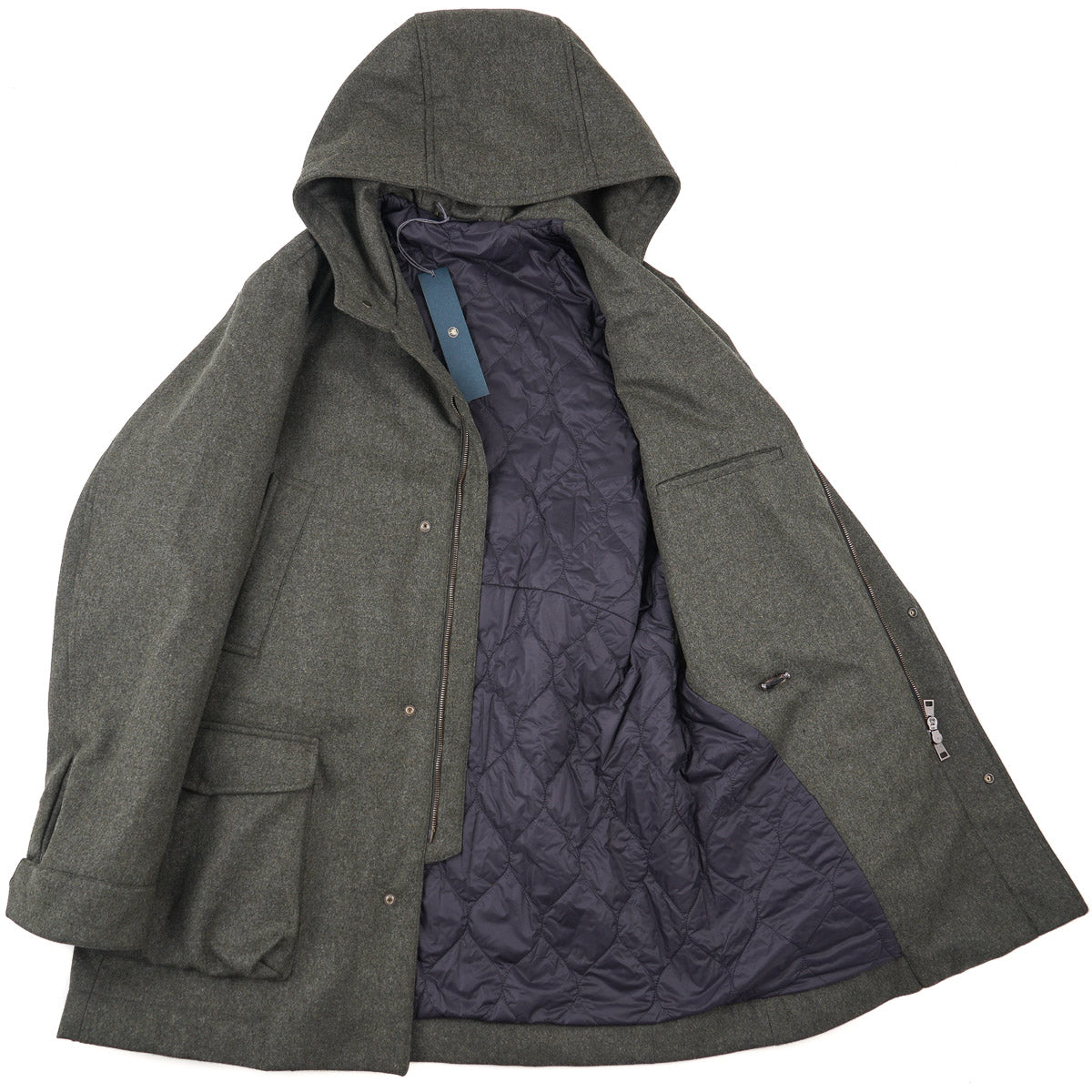Boglioli Padded Flannel Wool Hooded Parka