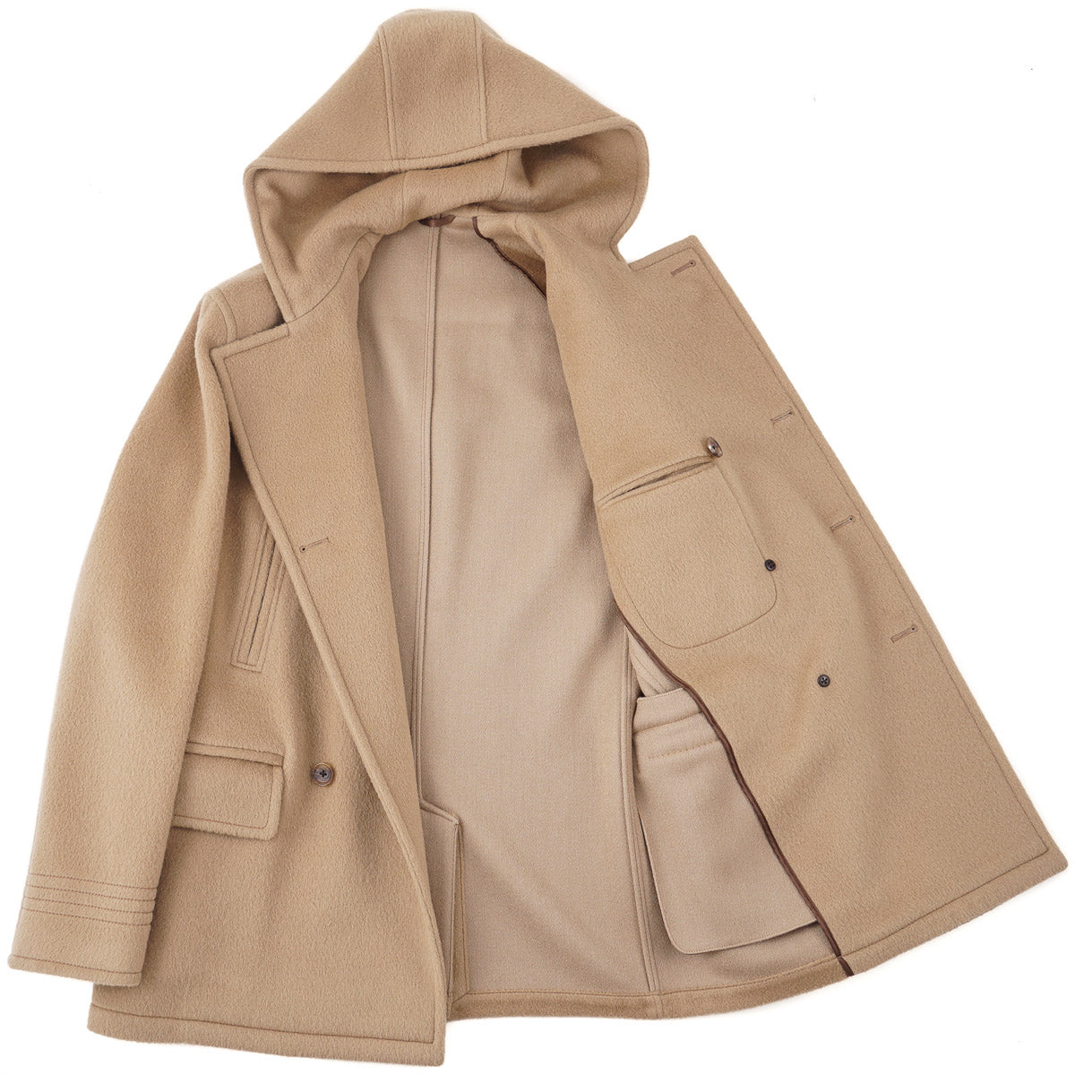 Belvest Wool Pea Coat with Hood