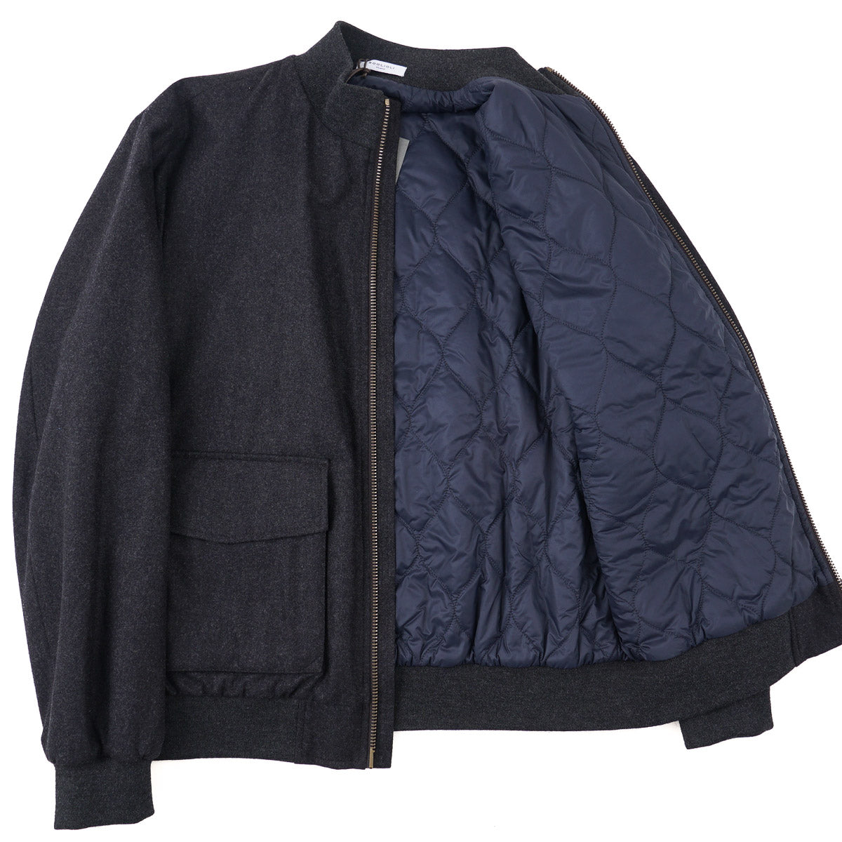 Boglioli Padded Flannel Wool Bomber Jacket