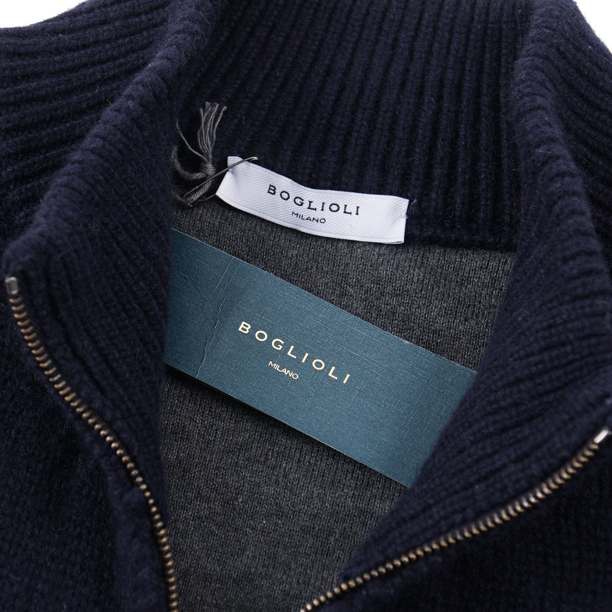 Boglioli Full-Zip Cashmere Bomber Sweater