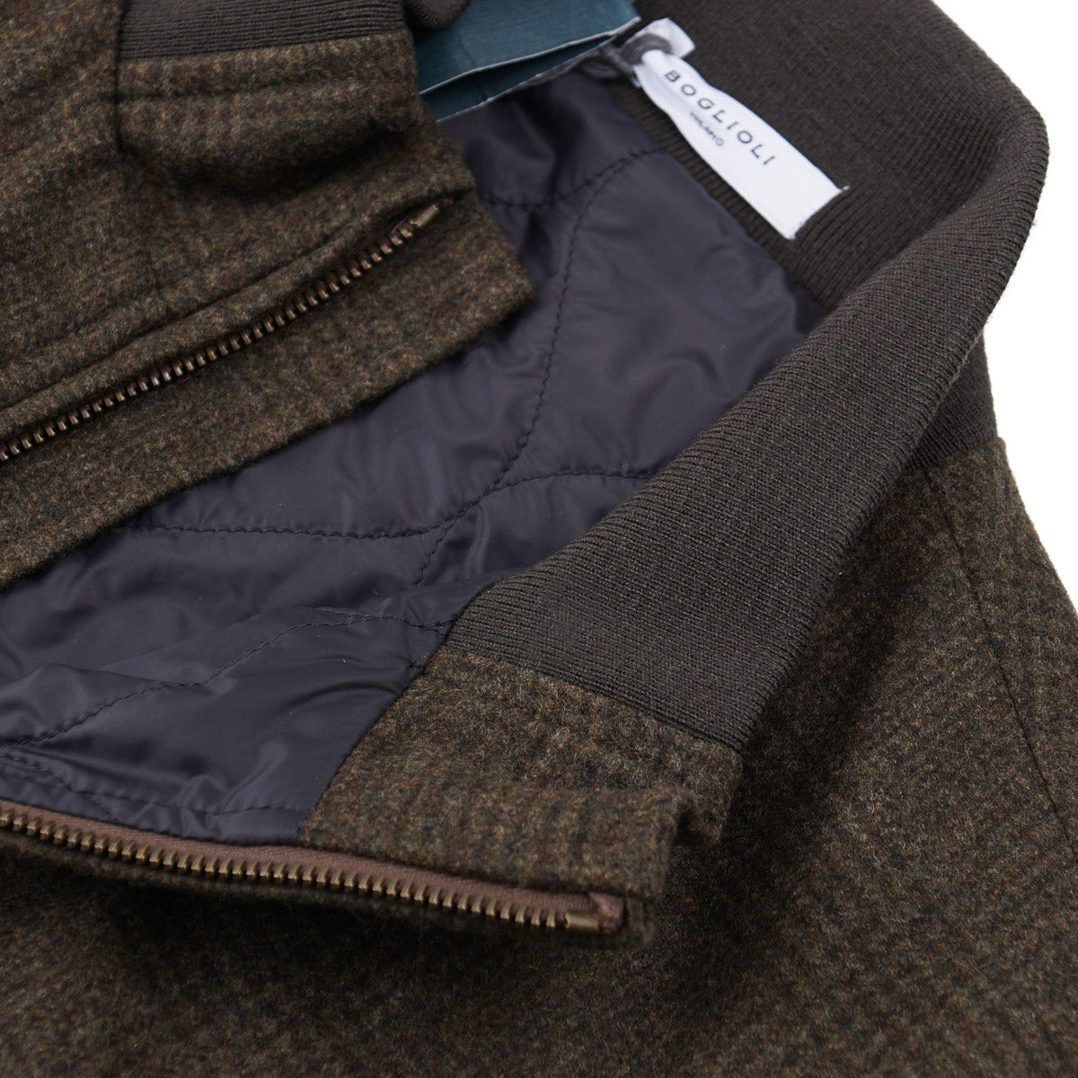 Boglioli Padded Flannel Wool Bomber Jacket