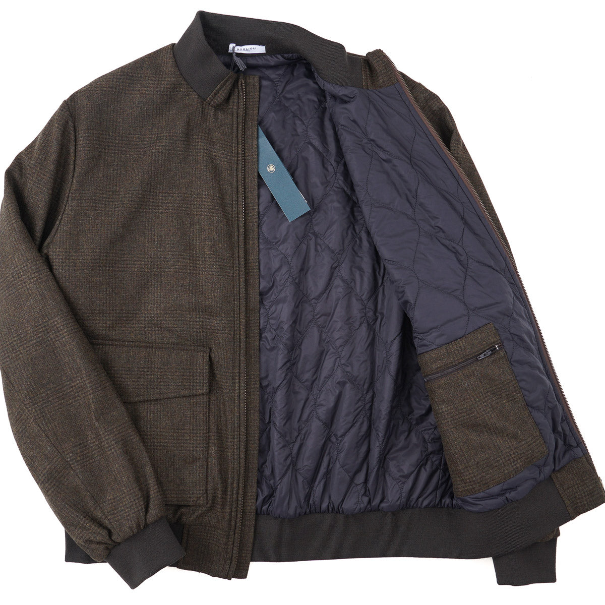 Boglioli Padded Flannel Wool Bomber Jacket