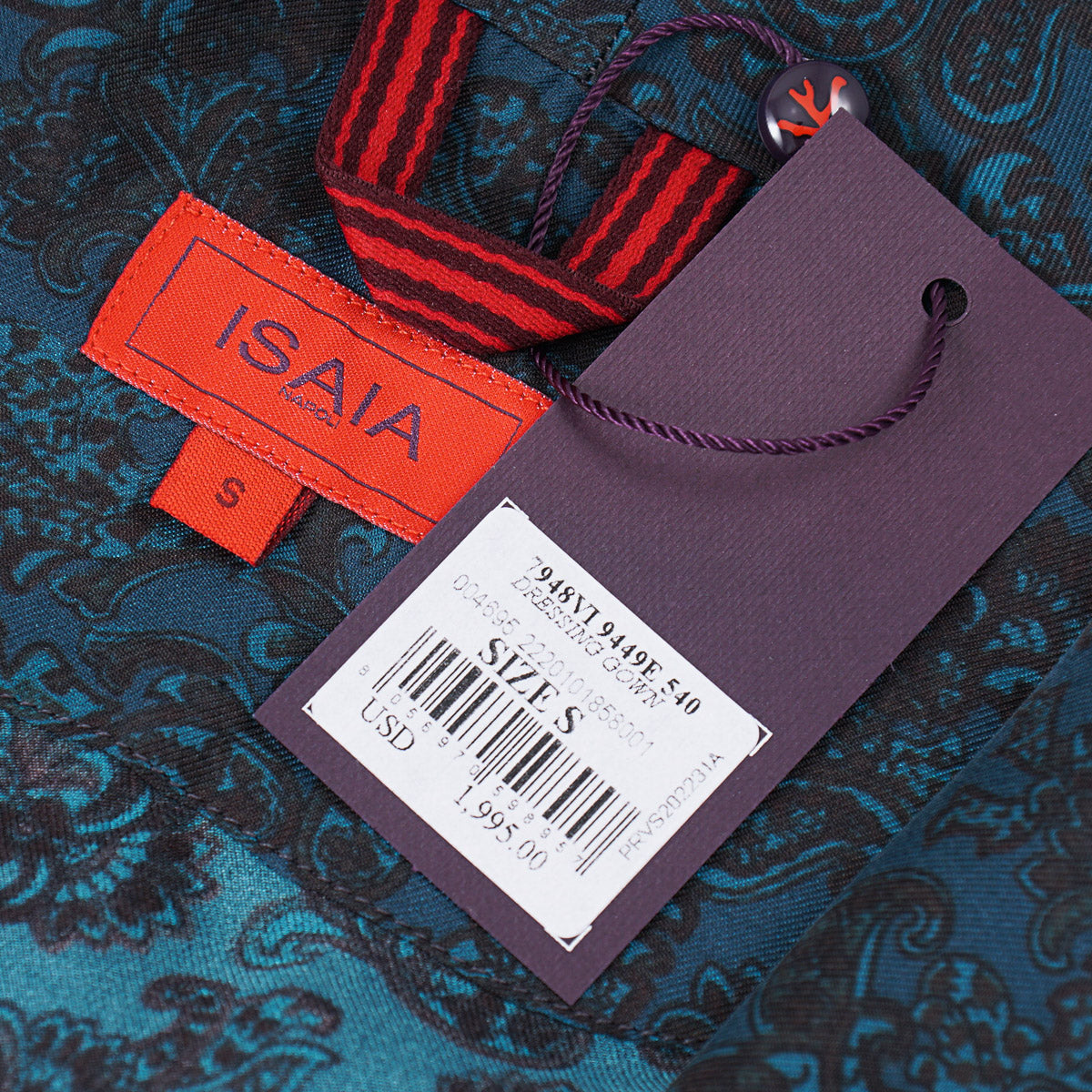 Isaia Printed Silk Belted Robe