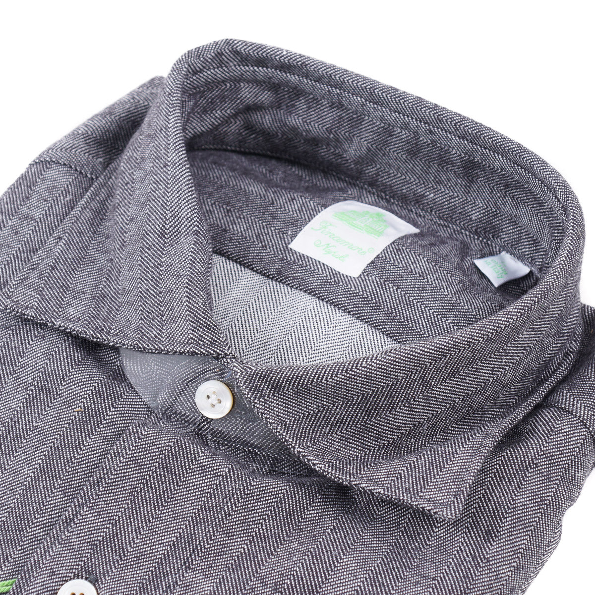 Finamore Herringbone Twill Denim Shirt - Top Shelf Apparel