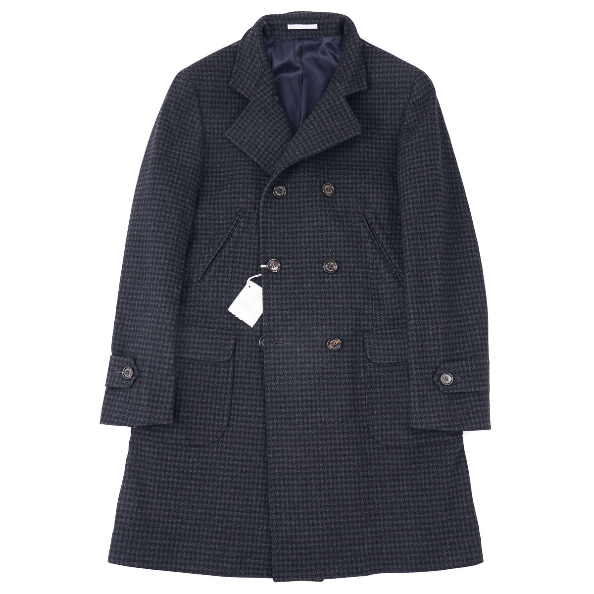 Brunello Cucinelli Houndstooth Wool Overcoat - Top Shelf Apparel