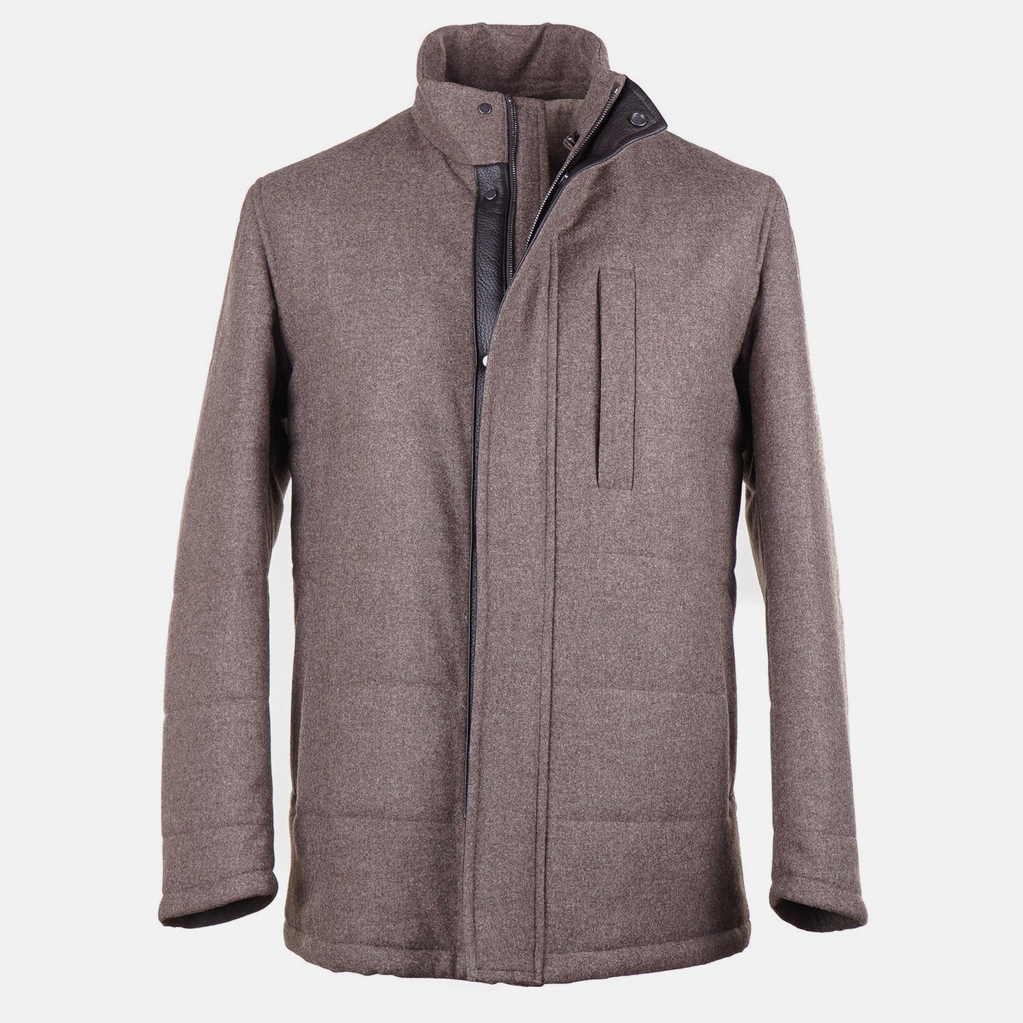 Rifugio Quilted Flannel Wool Coat with Leather Details - Top Shelf Apparel
