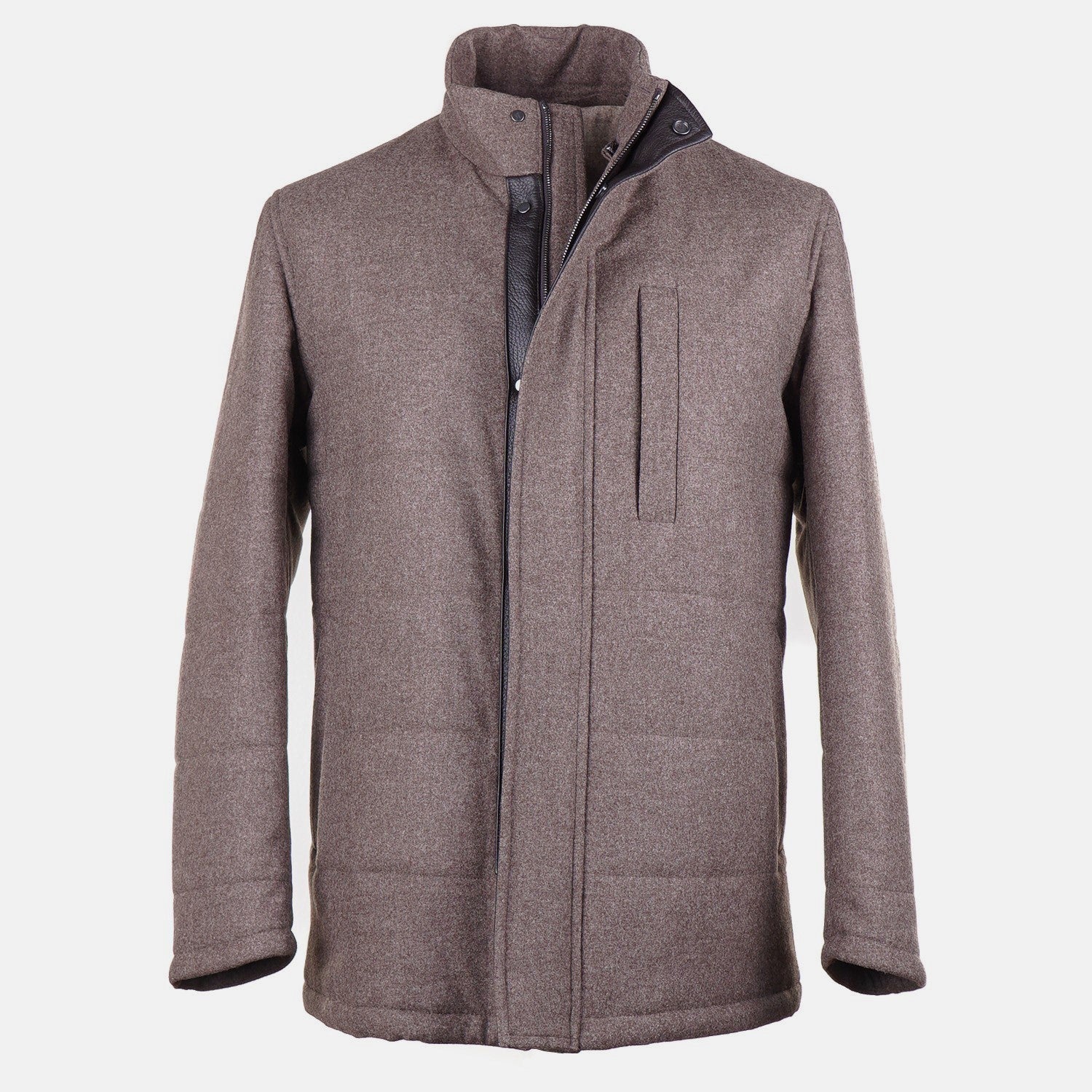Rifugio Quilted Flannel Wool Coat with Leather Details - Top Shelf Apparel