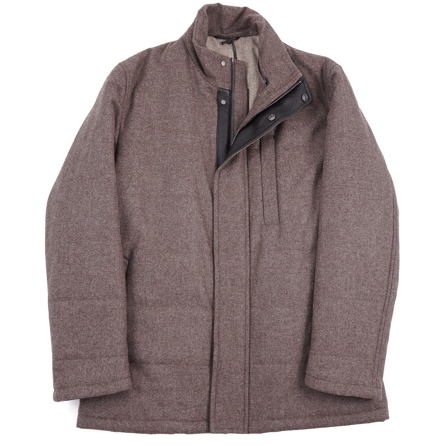 Rifugio Quilted Flannel Wool Coat with Leather Details - Top Shelf Apparel