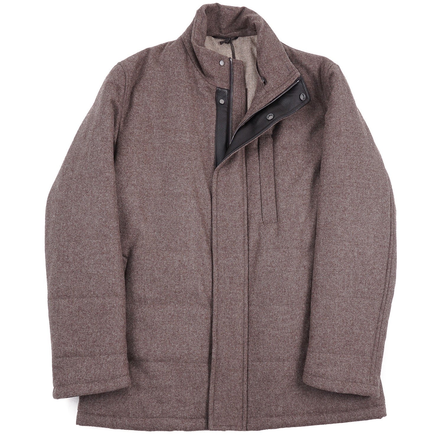 Rifugio Quilted Flannel Wool Coat with Leather Details - Top Shelf Apparel