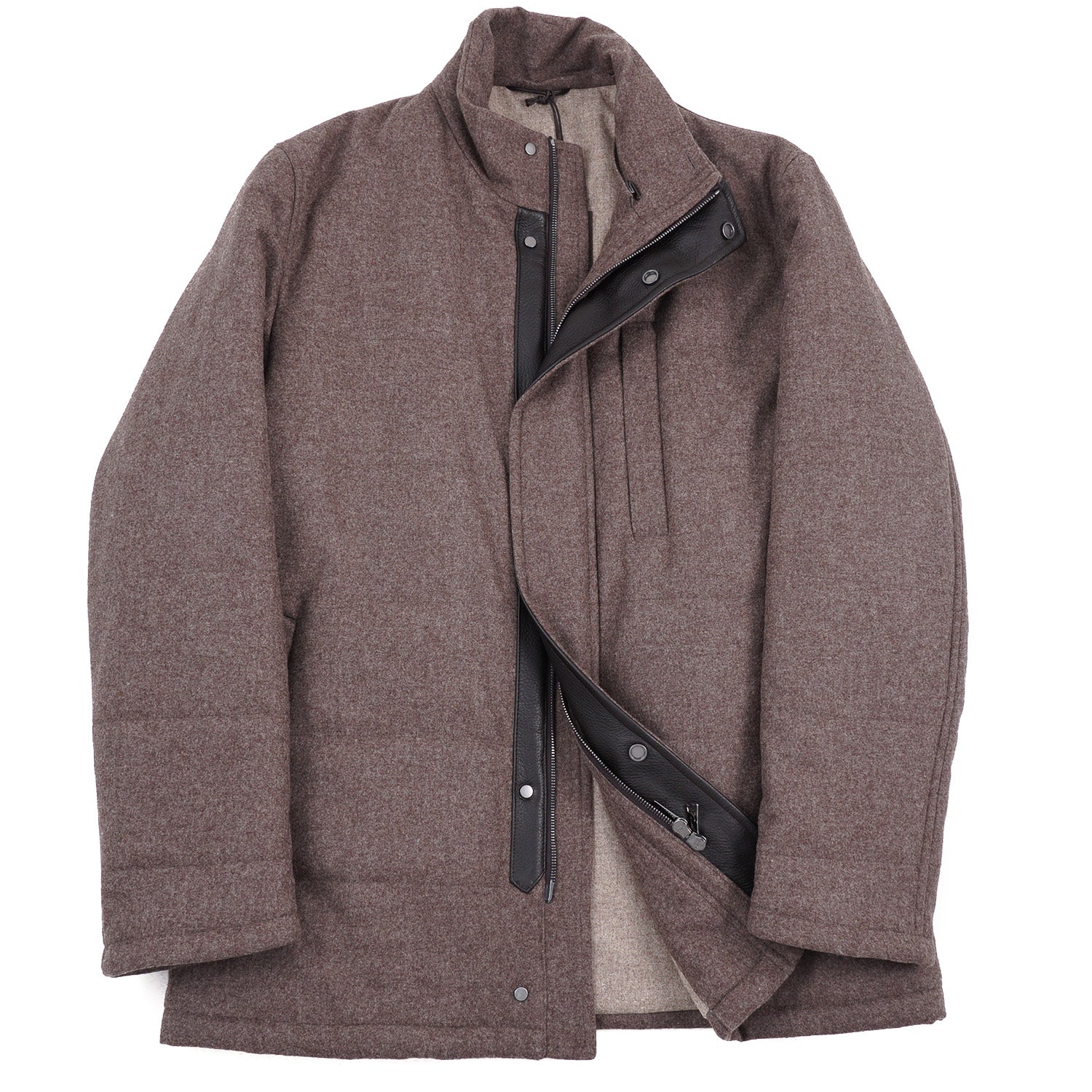 Rifugio Quilted Flannel Wool Coat with Leather Details - Top Shelf Apparel