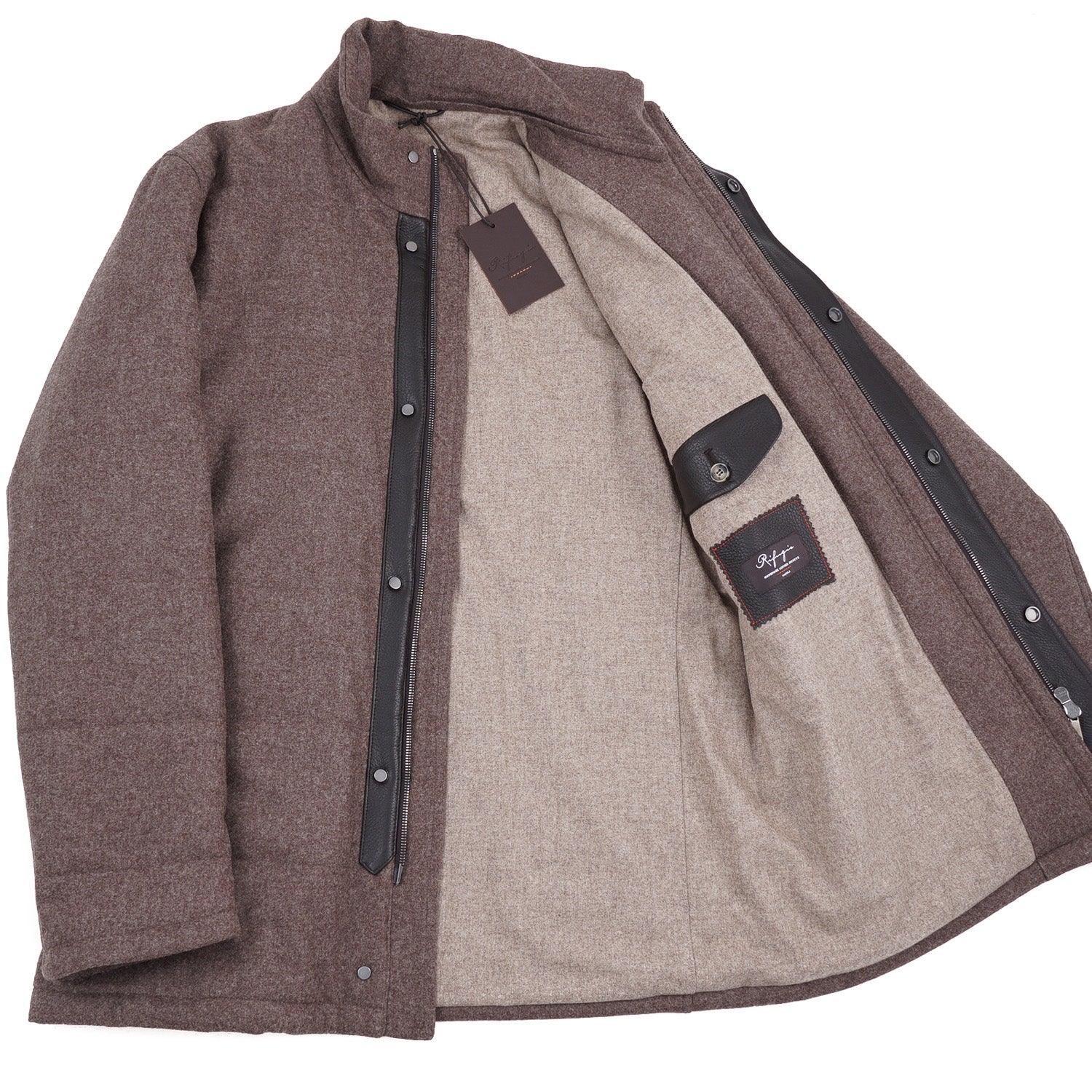 Rifugio Quilted Flannel Wool Coat with Leather Details - Top Shelf Apparel