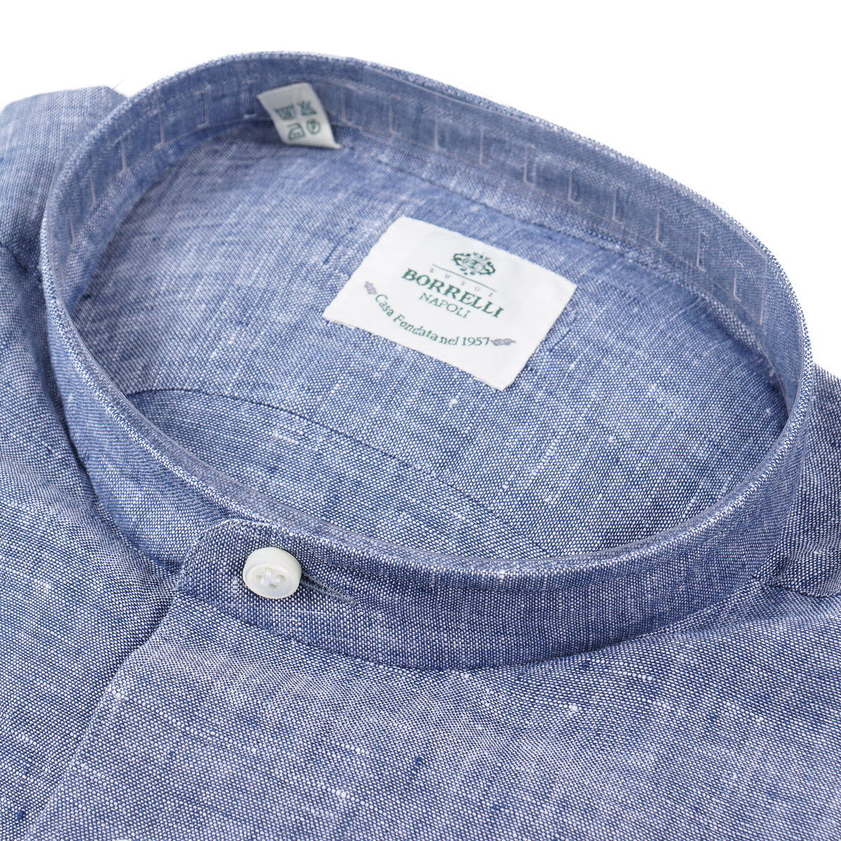 Luigi Borrelli Linen Shirt with Band Collar - Top Shelf Apparel
