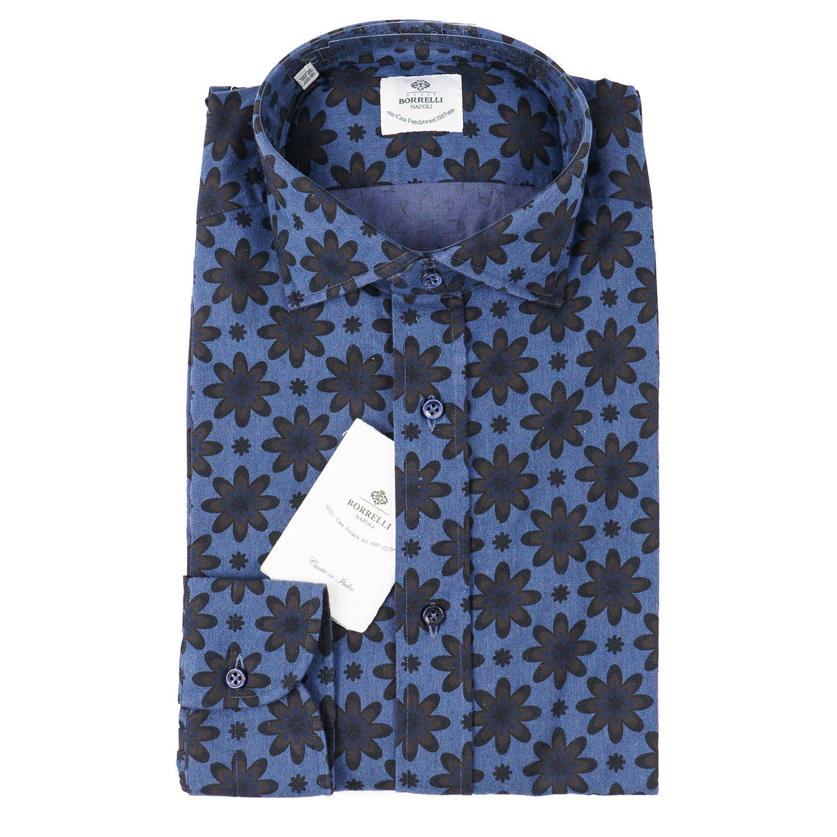 Luigi Borrelli Floral Print Chambray Shirt - Top Shelf Apparel
