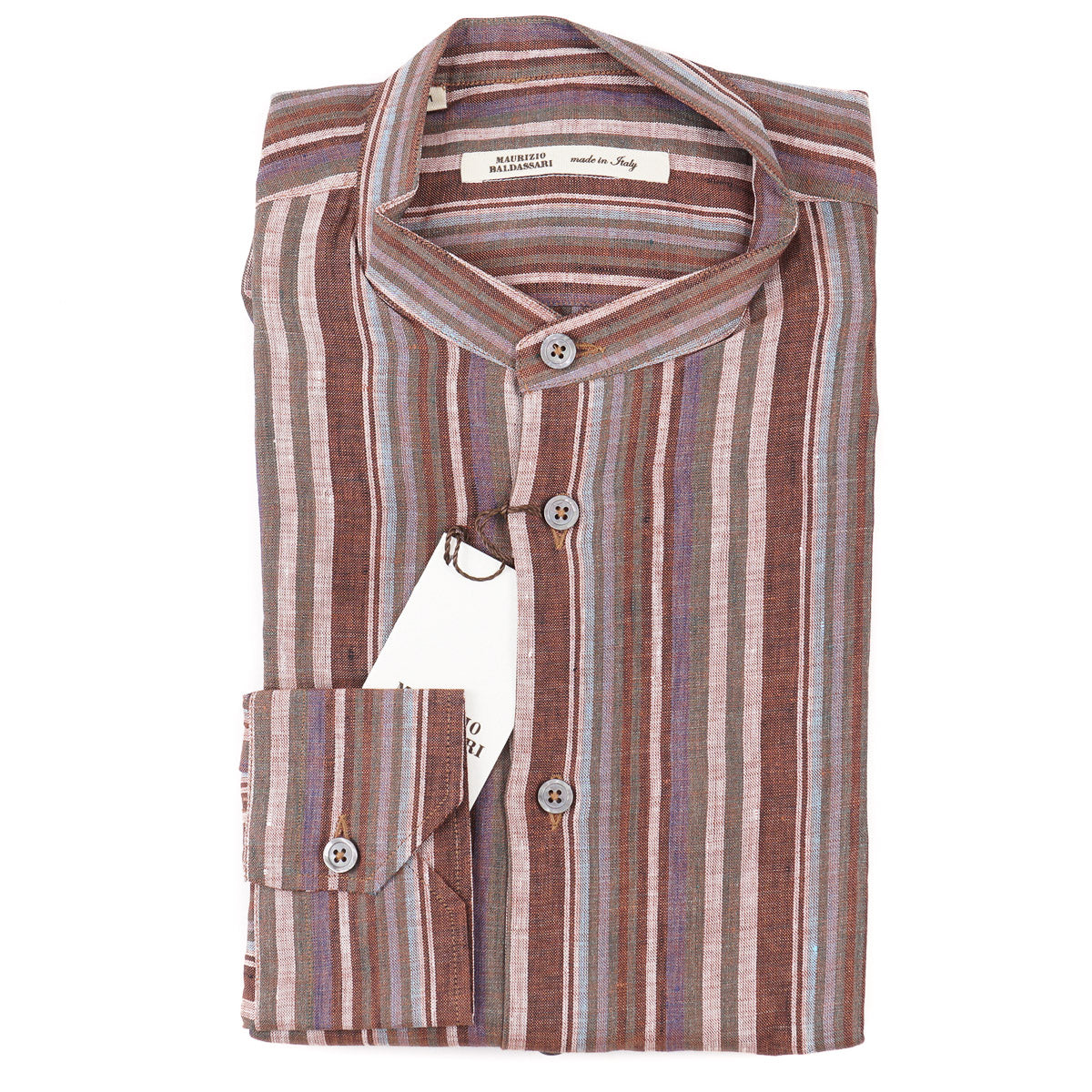 Maurizio Baldassari Band Collar Linen Shirt - Top Shelf Apparel
