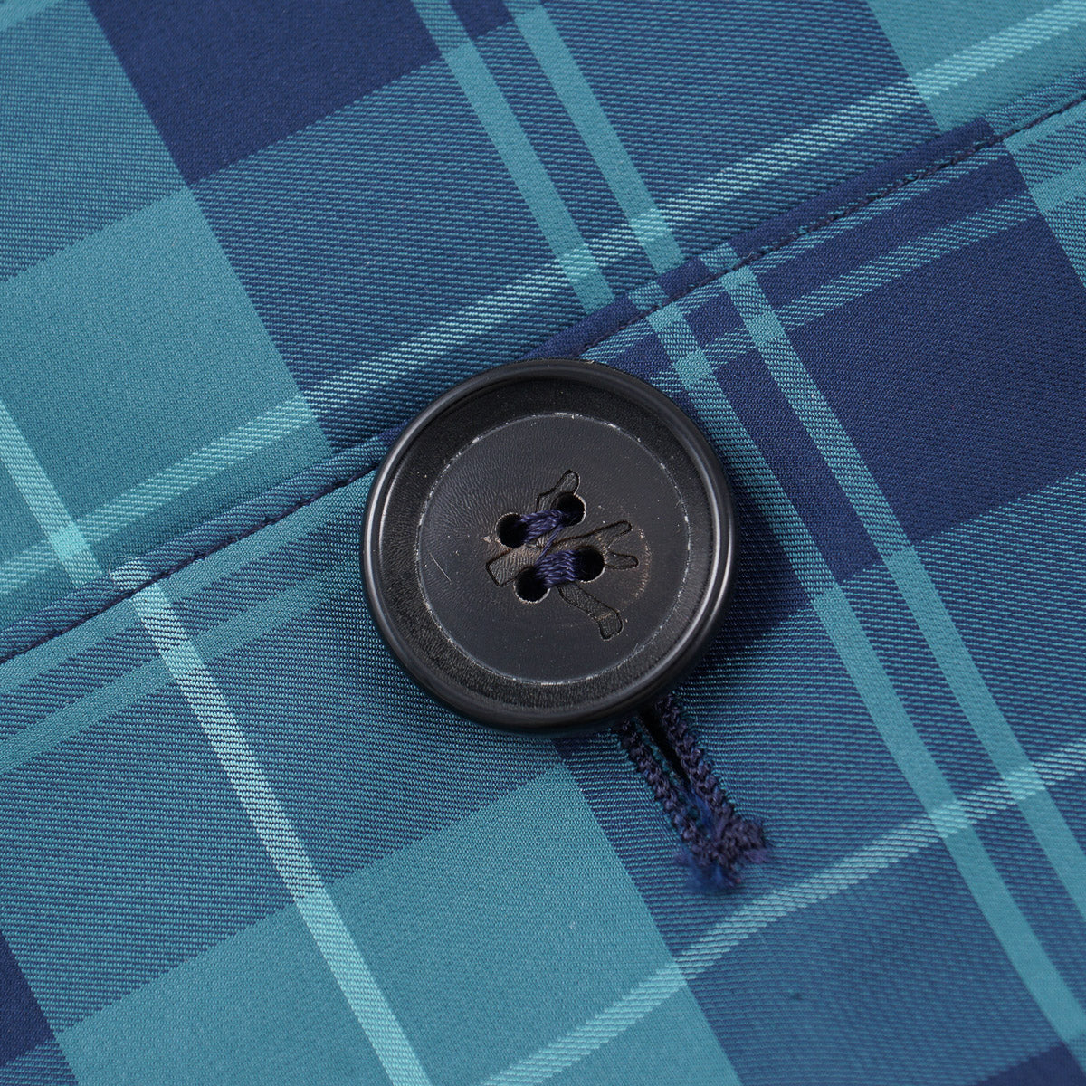 Isaia Tartan Aqua Fabric Overcoat - Top Shelf Apparel