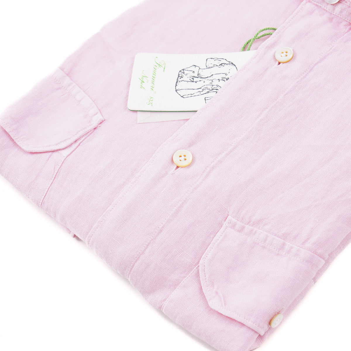 Finamore Linen Shirt with Two Pockets - Top Shelf Apparel