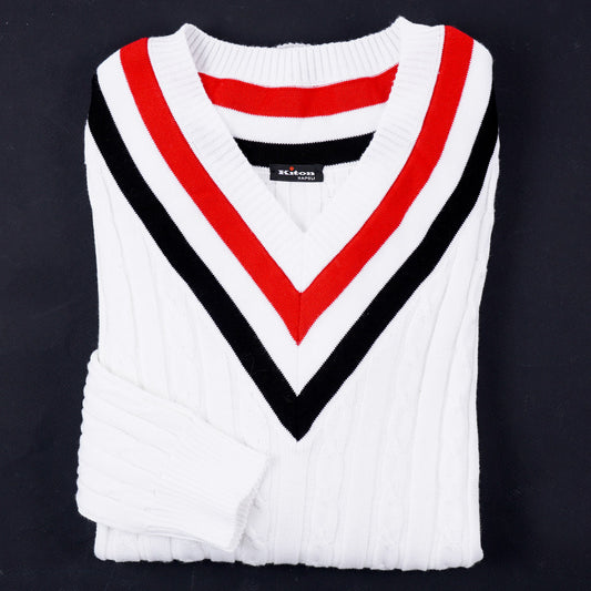 Kiton Cable Knit Cotton Tennis Sweater