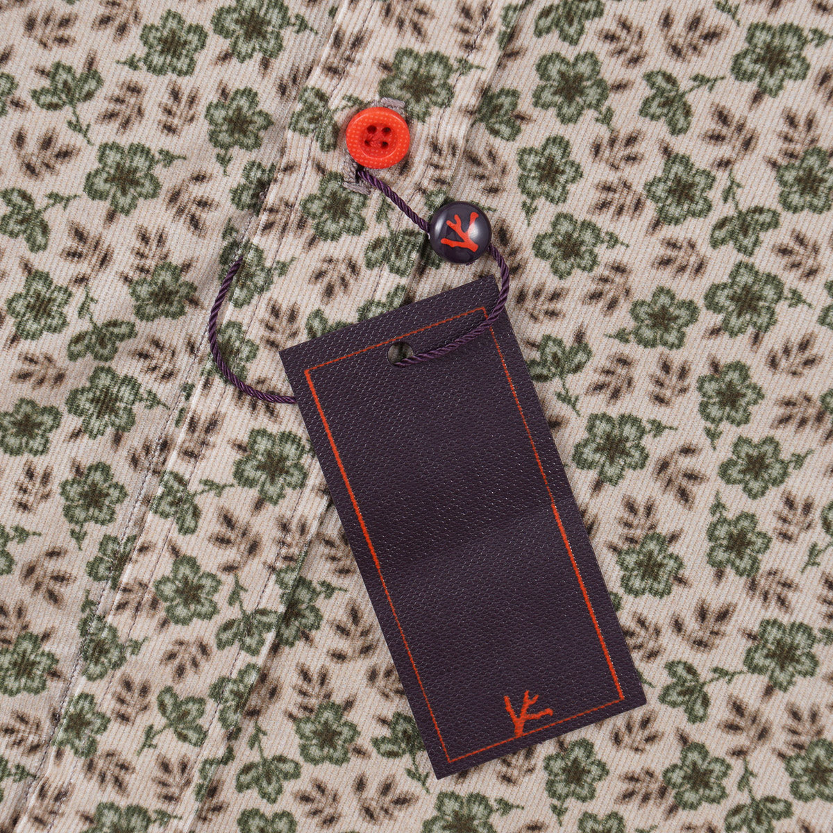 Isaia Floral Patterned Corduroy Shirt