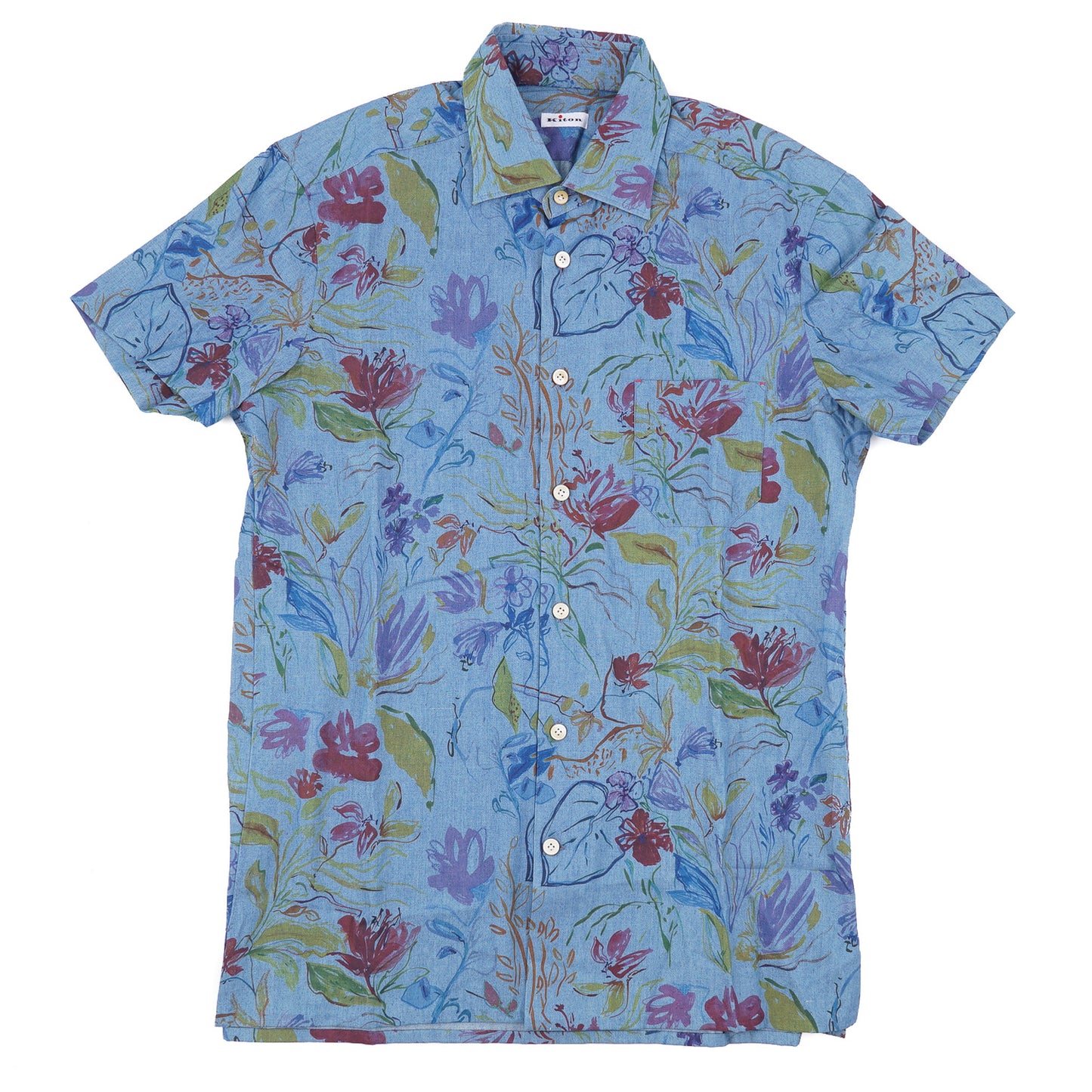 Kiton Floral Print Chambray Cotton Shirt - Top Shelf Apparel