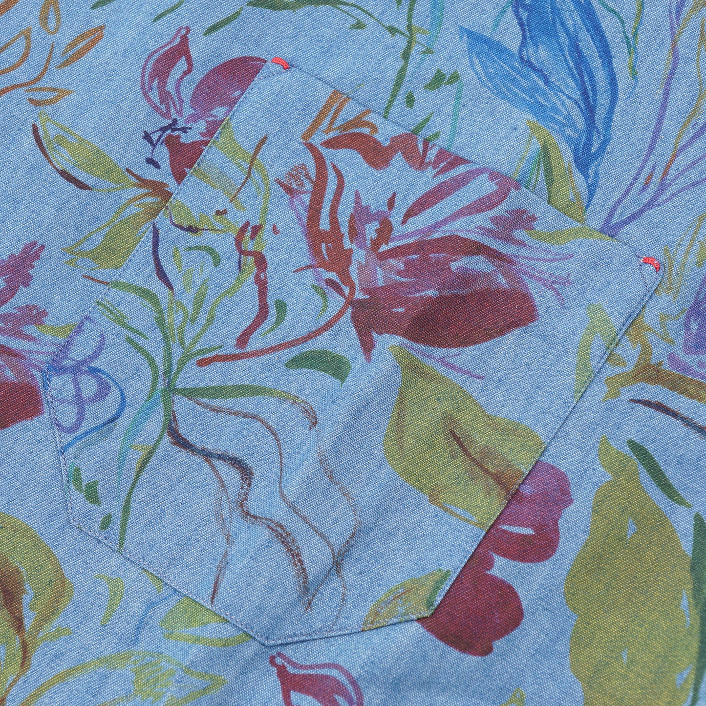 Kiton Floral Print Chambray Cotton Shirt - Top Shelf Apparel