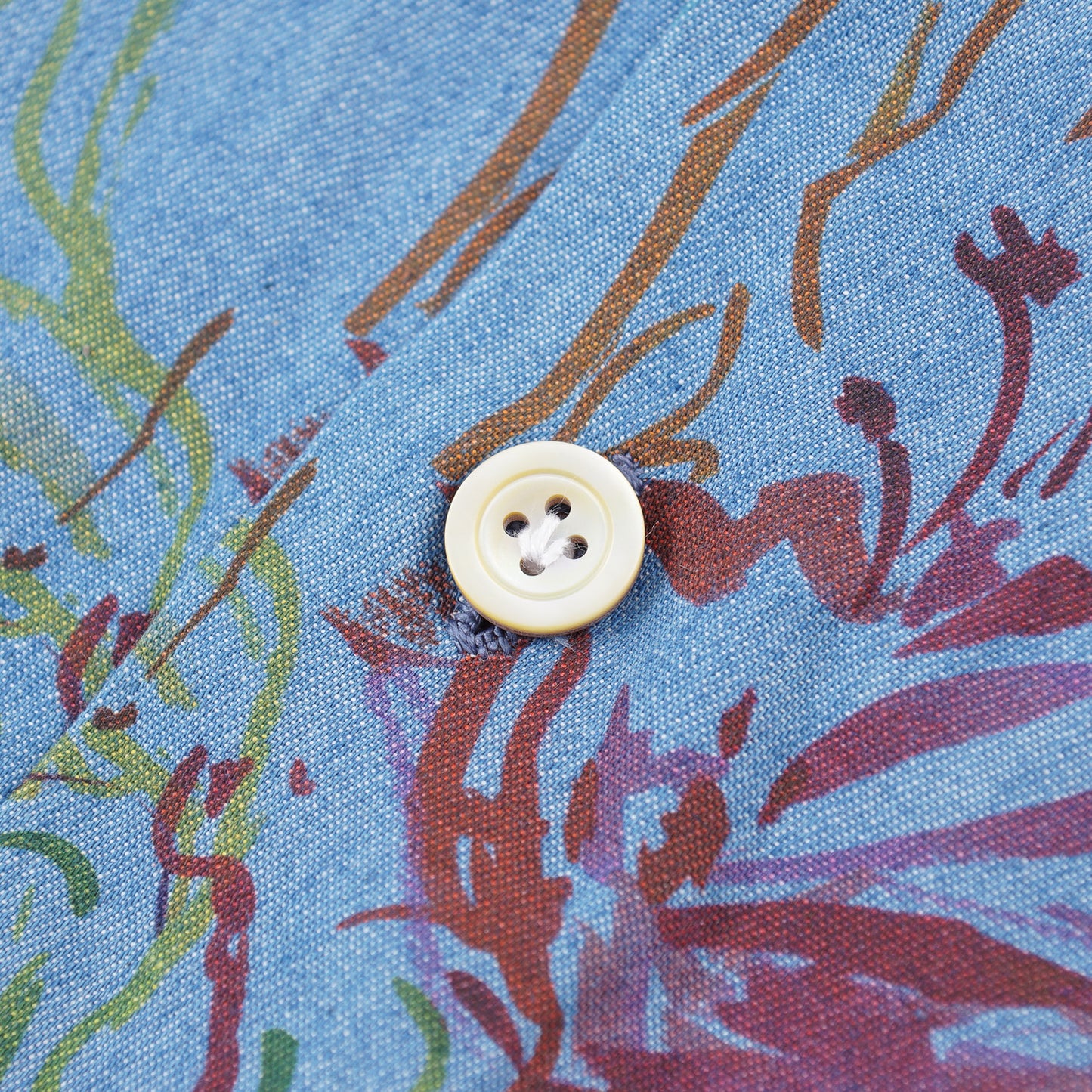 Kiton Floral Print Chambray Cotton Shirt - Top Shelf Apparel