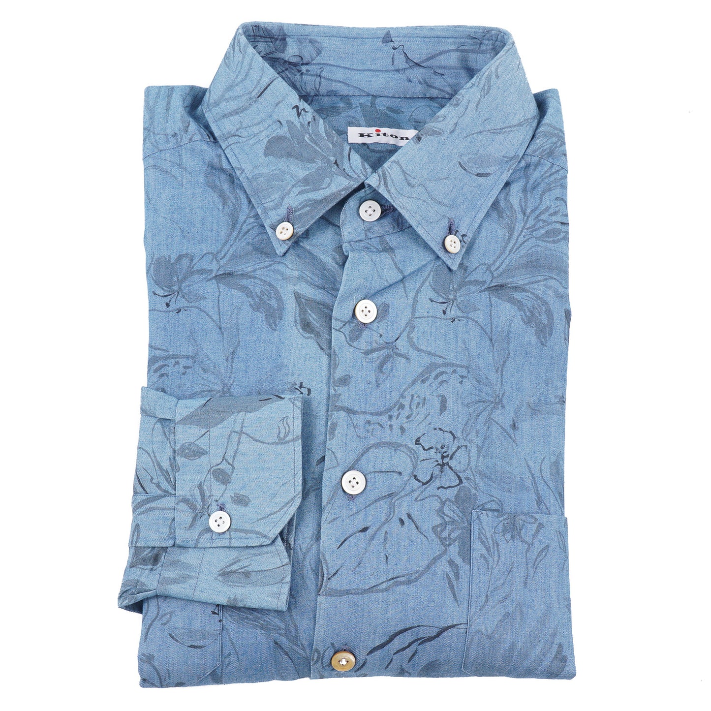 Kiton Floral Print Chambray Cotton Shirt - Top Shelf Apparel