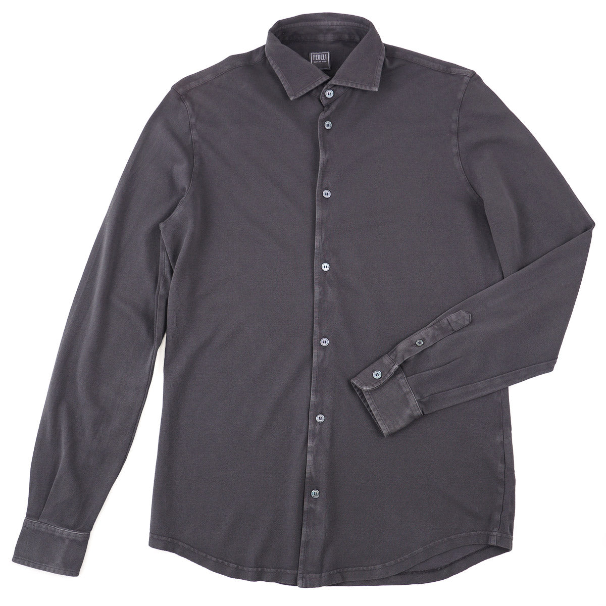 Fedeli Long Sleeve Pique Cotton Shirt - Top Shelf Apparel