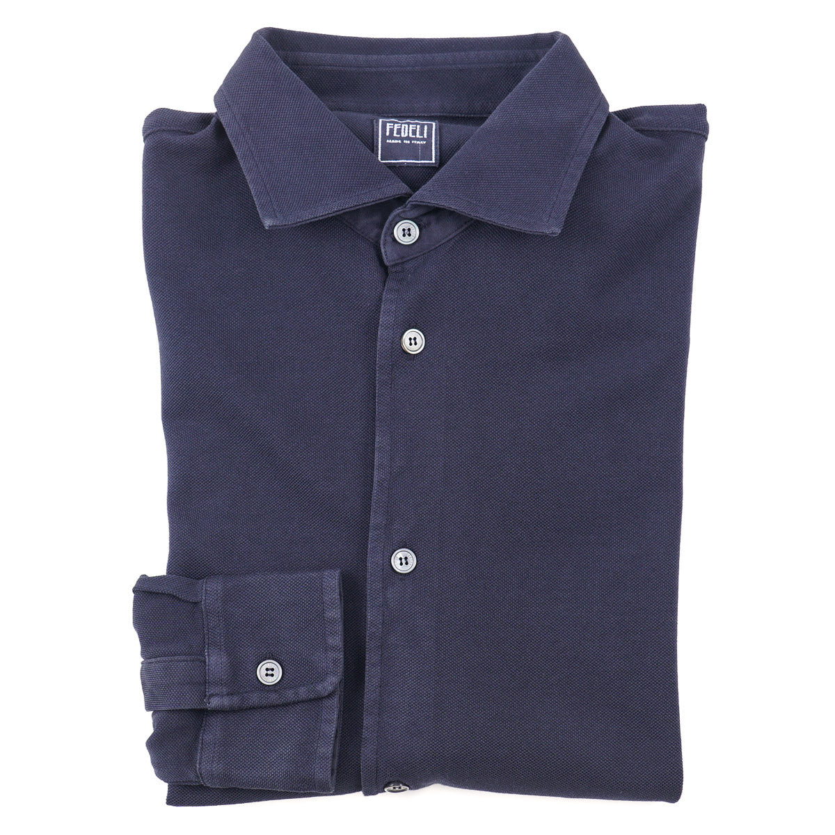 Fedeli Long Sleeve Pique Cotton Shirt - Top Shelf Apparel