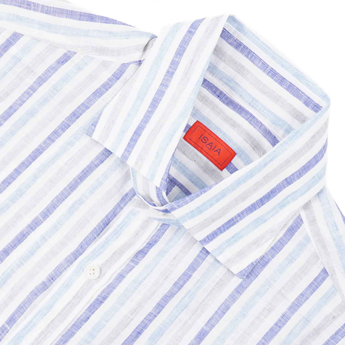Isaia Short Sleeve Linen Sport Shirt