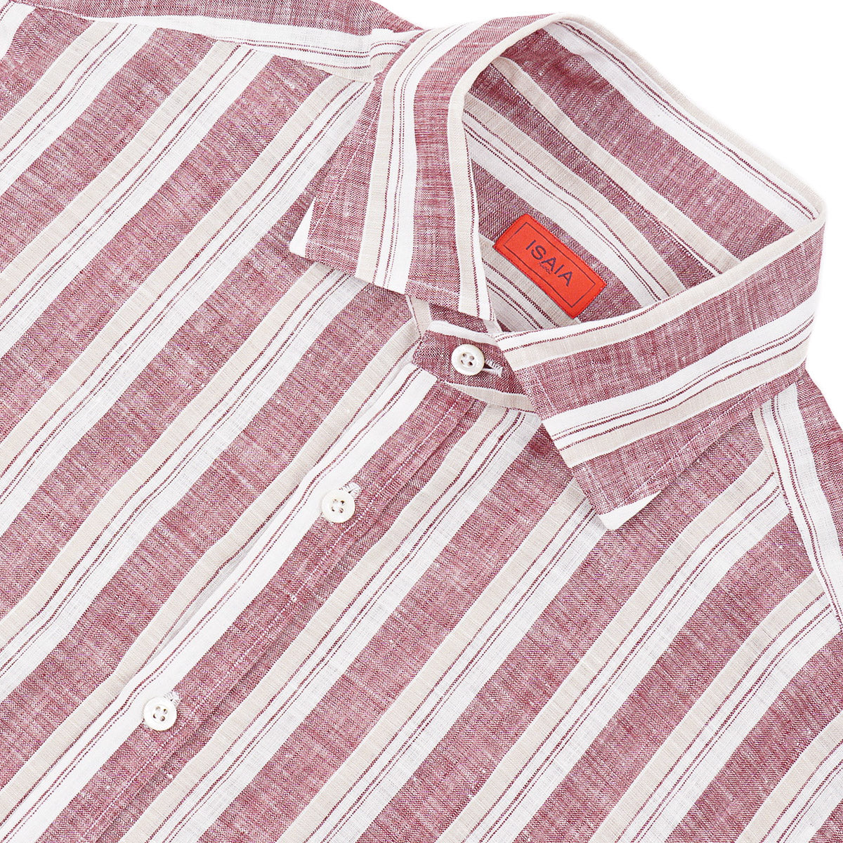 Isaia Short Sleeve Linen Sport Shirt