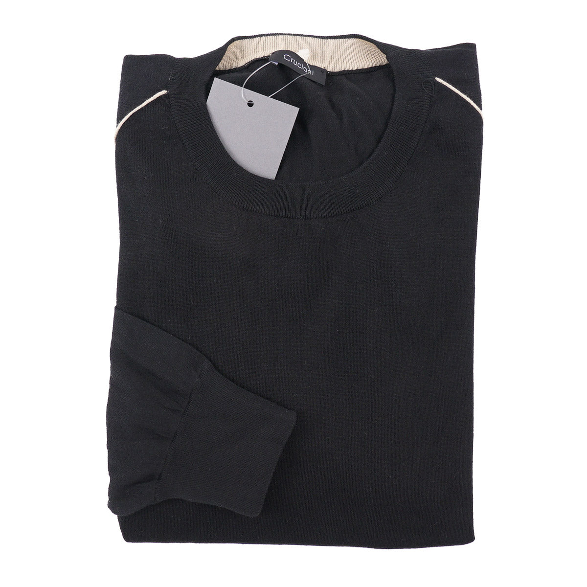Cruciani Contrast Detailed Cotton Sweater - Top Shelf Apparel