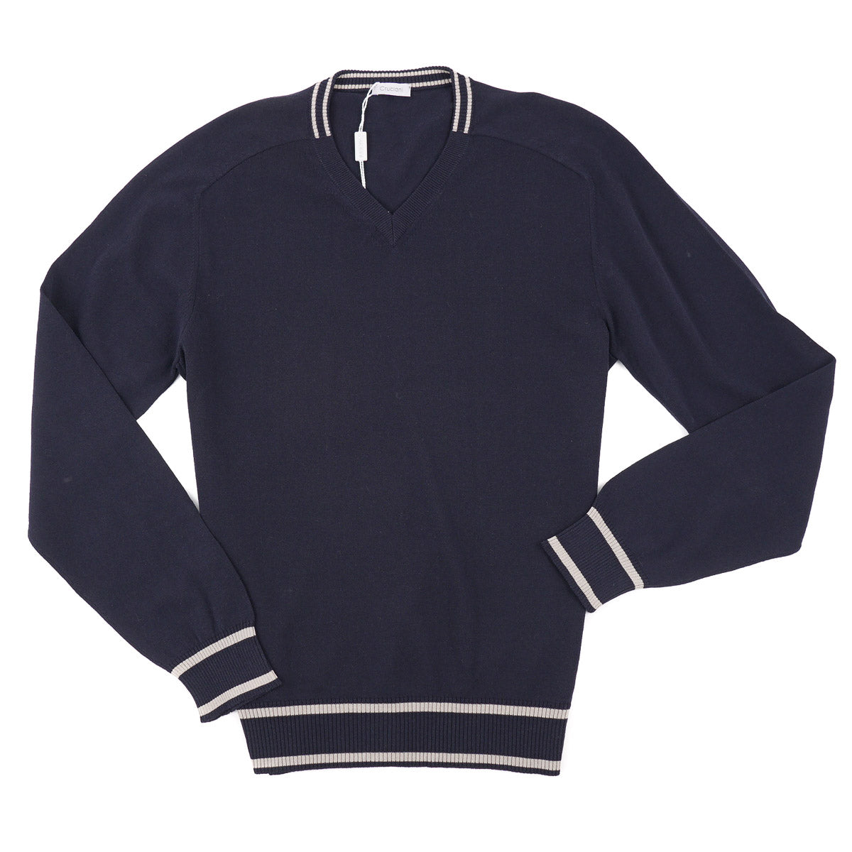 Cruciani Contrast Knit Cotton Sweater - Top Shelf Apparel