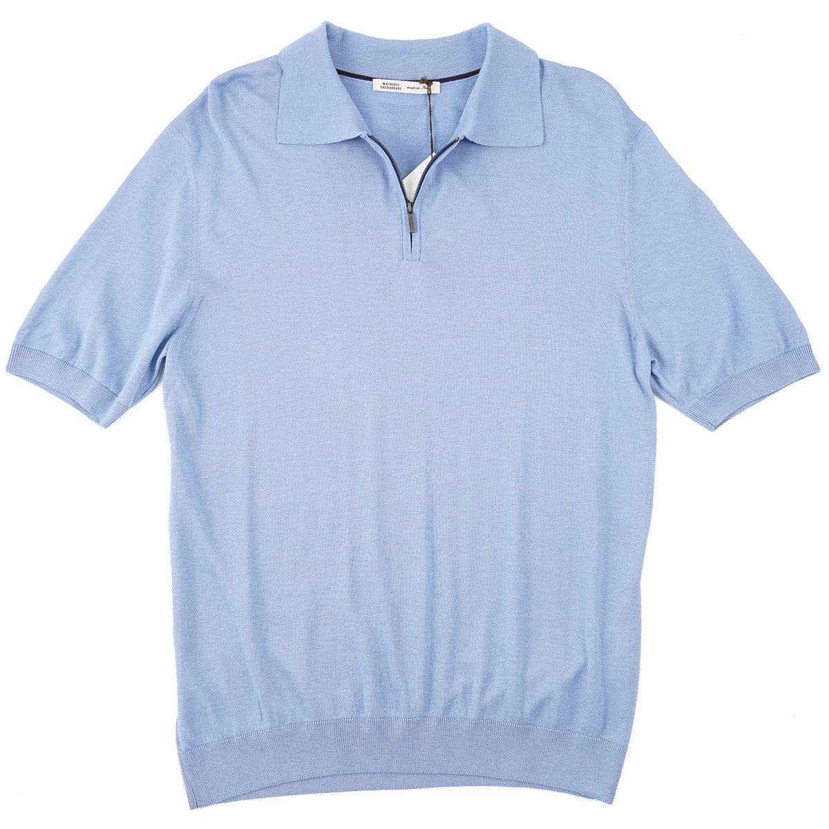 Maurizio Baldassari Silk-Cotton Zipped Polo - Top Shelf Apparel