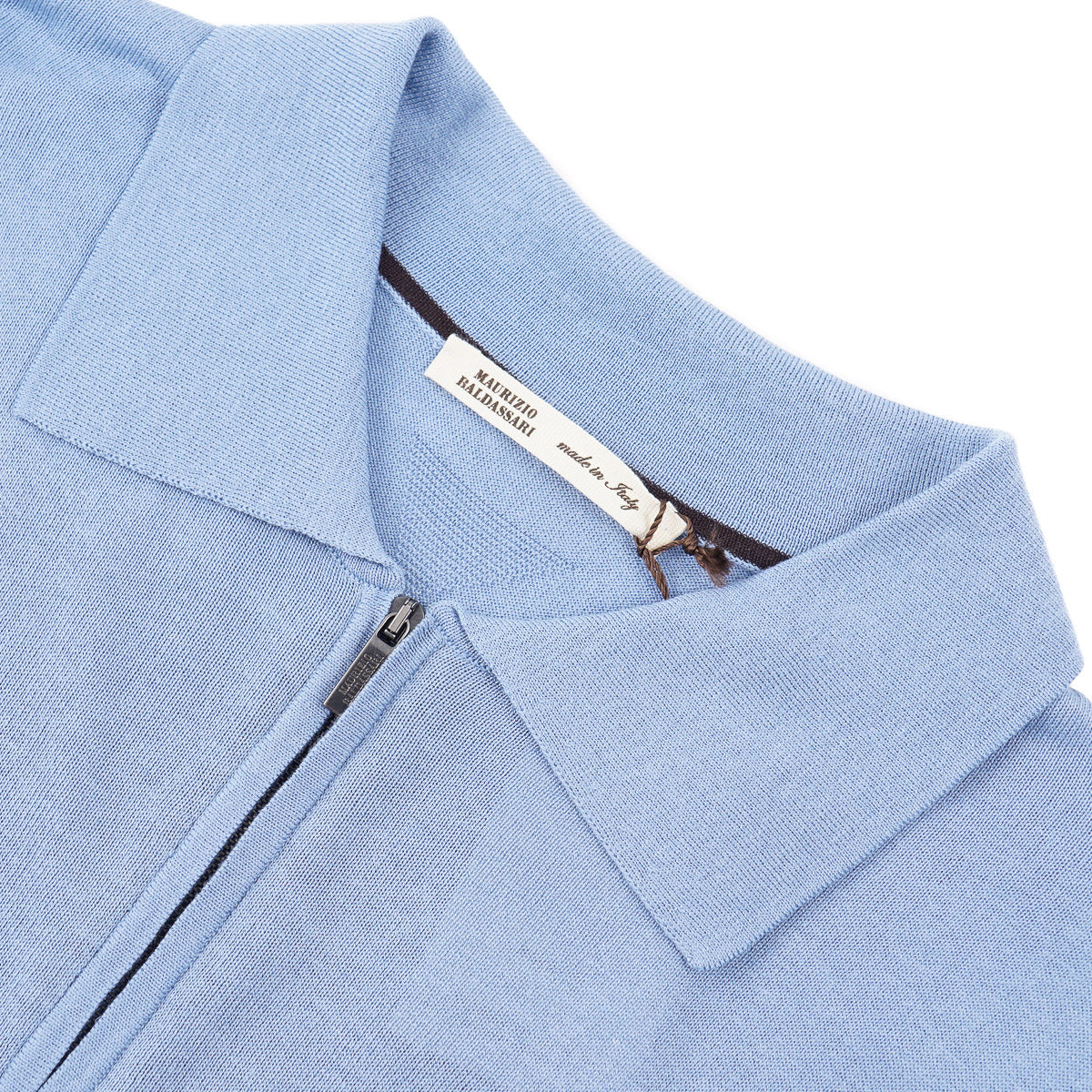 Maurizio Baldassari Silk-Cotton Zipped Polo - Top Shelf Apparel