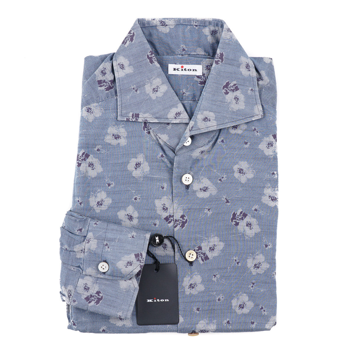 Kiton Floral Print Chambray Cotton Shirt - Top Shelf Apparel