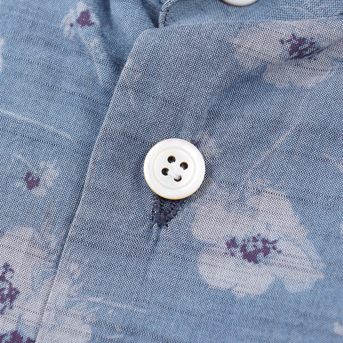 Kiton Floral Print Chambray Cotton Shirt - Top Shelf Apparel