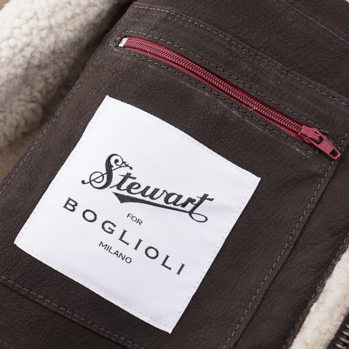 Boglioli Shearling Leather Bomber Jacket