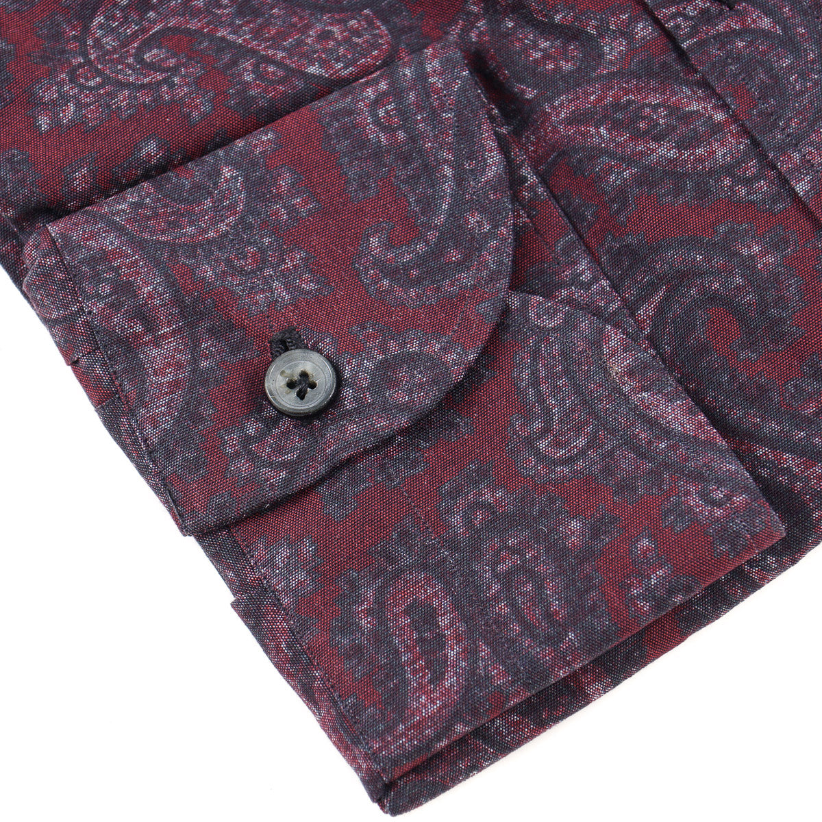 Isaia Paisley Printed Cotton Shirt
