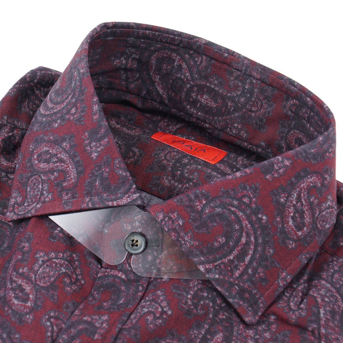 Isaia Paisley Printed Cotton Shirt