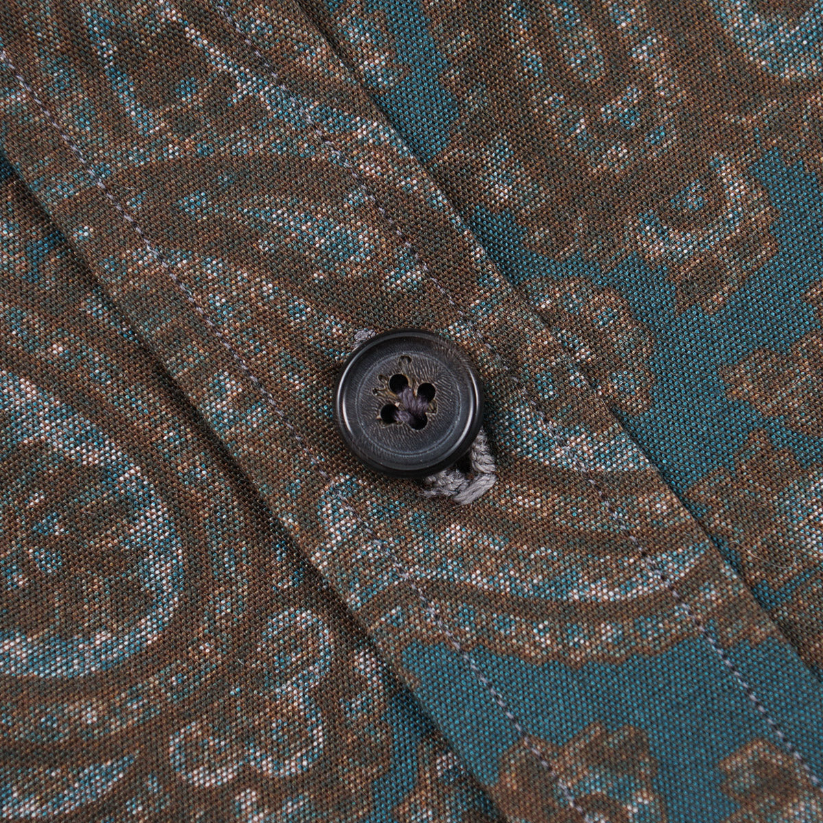 Isaia Paisley Printed Cotton Shirt