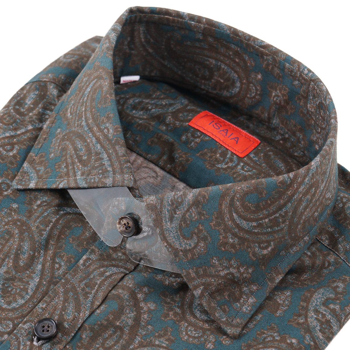 Isaia Paisley Printed Cotton Shirt