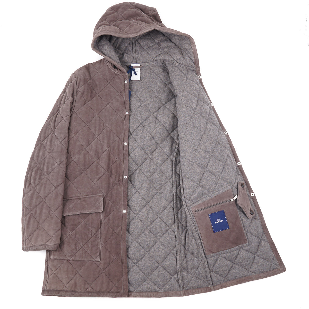 Mandelli Cashmere-Lined Quilted Suede Parka - Top Shelf Apparel