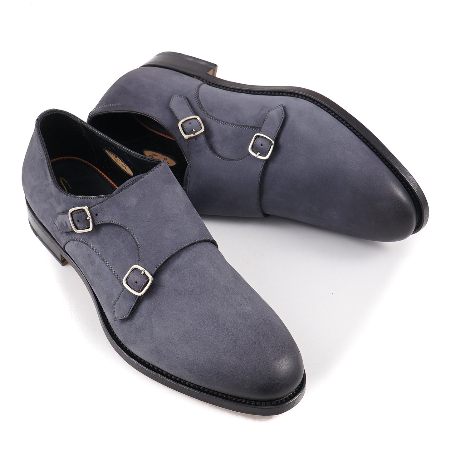 Santoni Double-Buckle Monk Strap in Nubuck Suede - Top Shelf Apparel