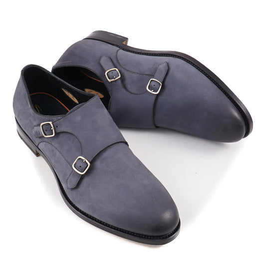 Santoni Double-Buckle Monk Strap in Nubuck Suede - Top Shelf Apparel