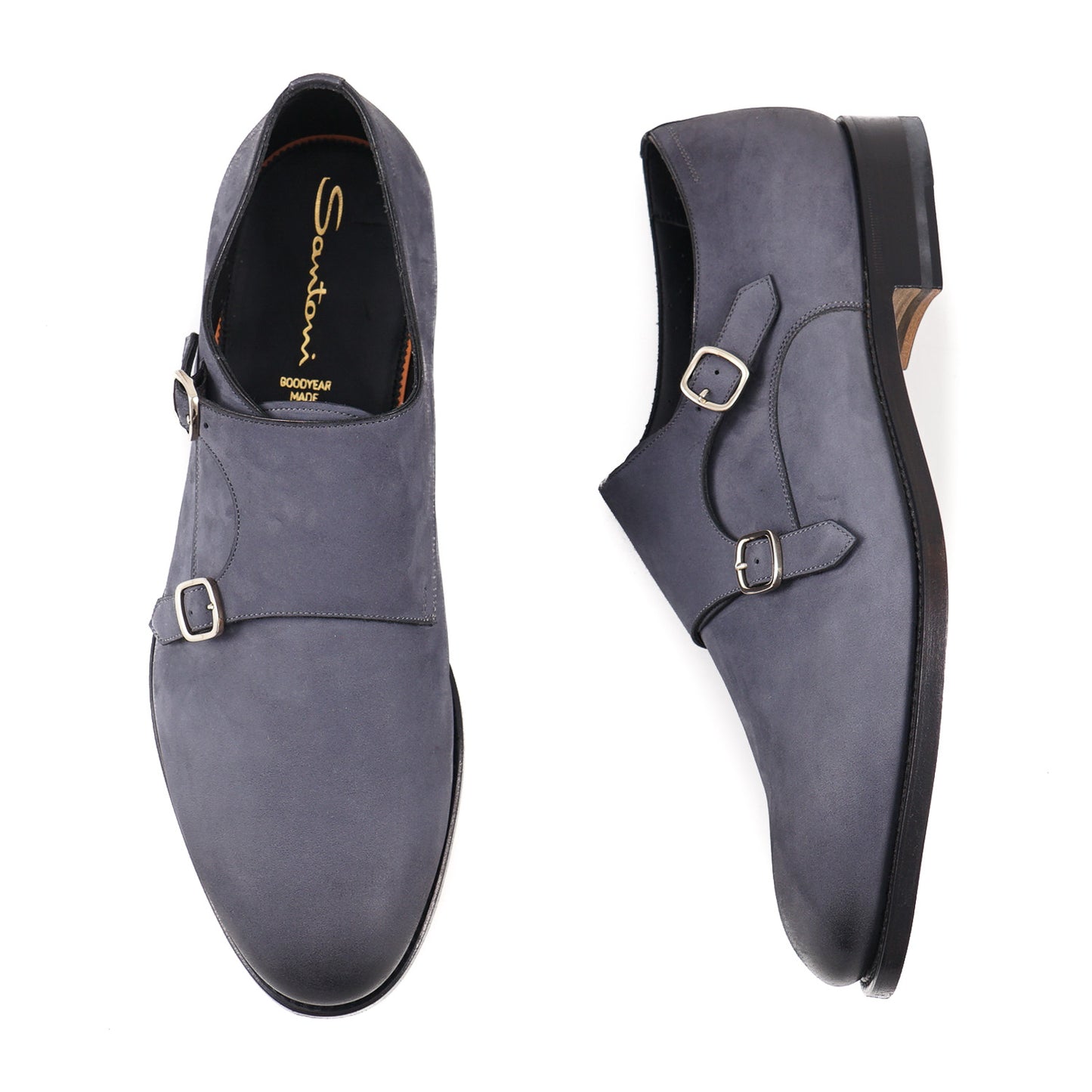 Santoni Double-Buckle Monk Strap in Nubuck Suede - Top Shelf Apparel