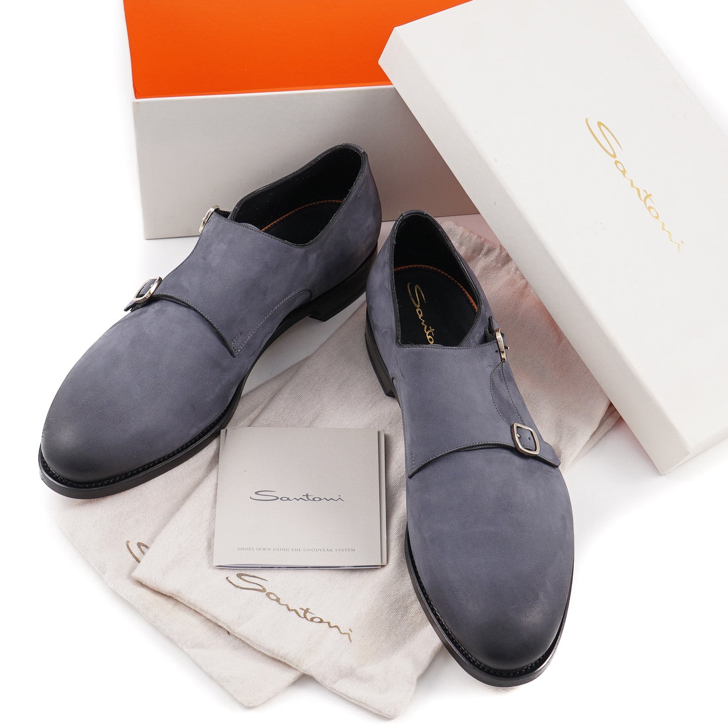 Santoni Double-Buckle Monk Strap in Nubuck Suede - Top Shelf Apparel