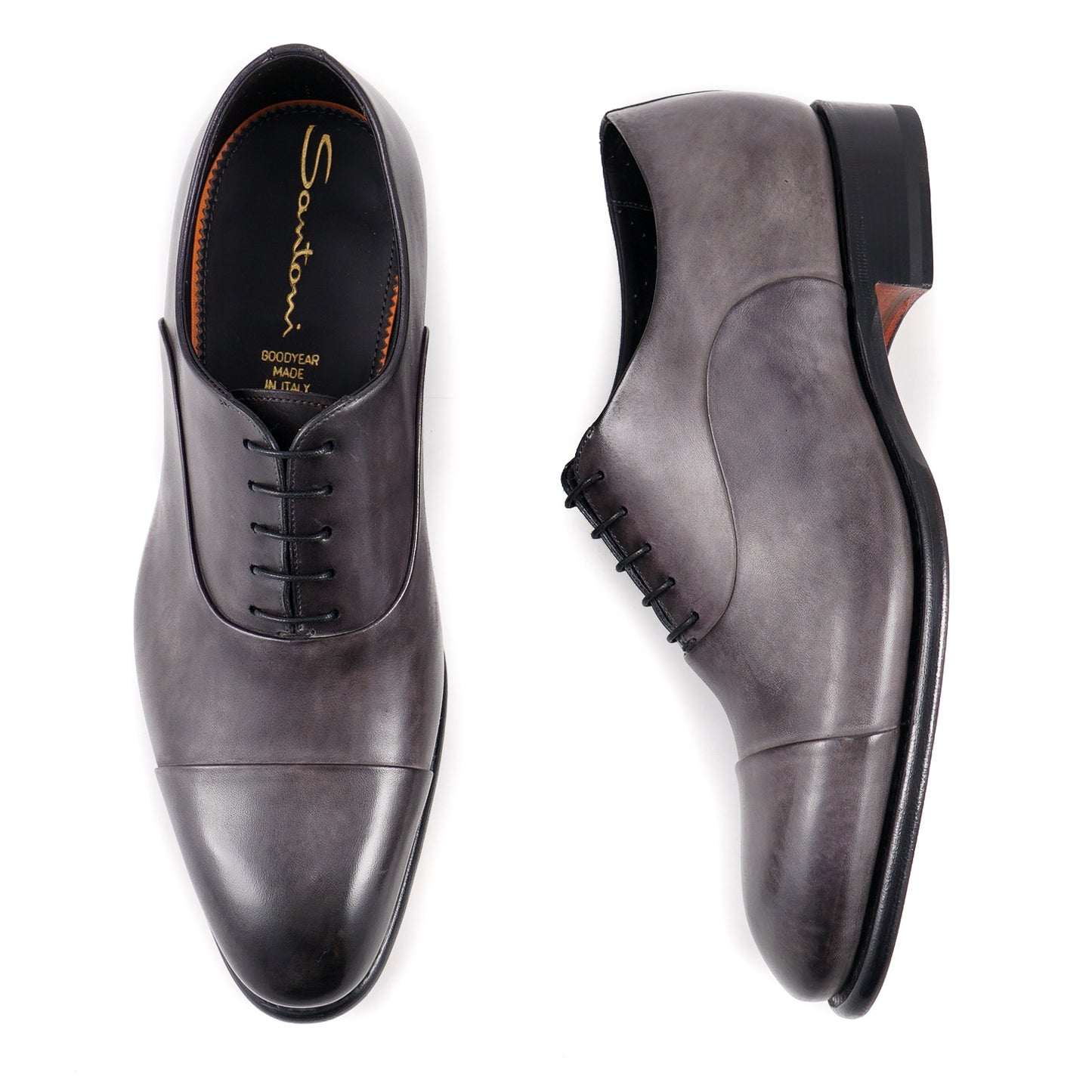 Santoni 'Isaac' Goodyear Oxford in Gray Calf - Top Shelf Apparel