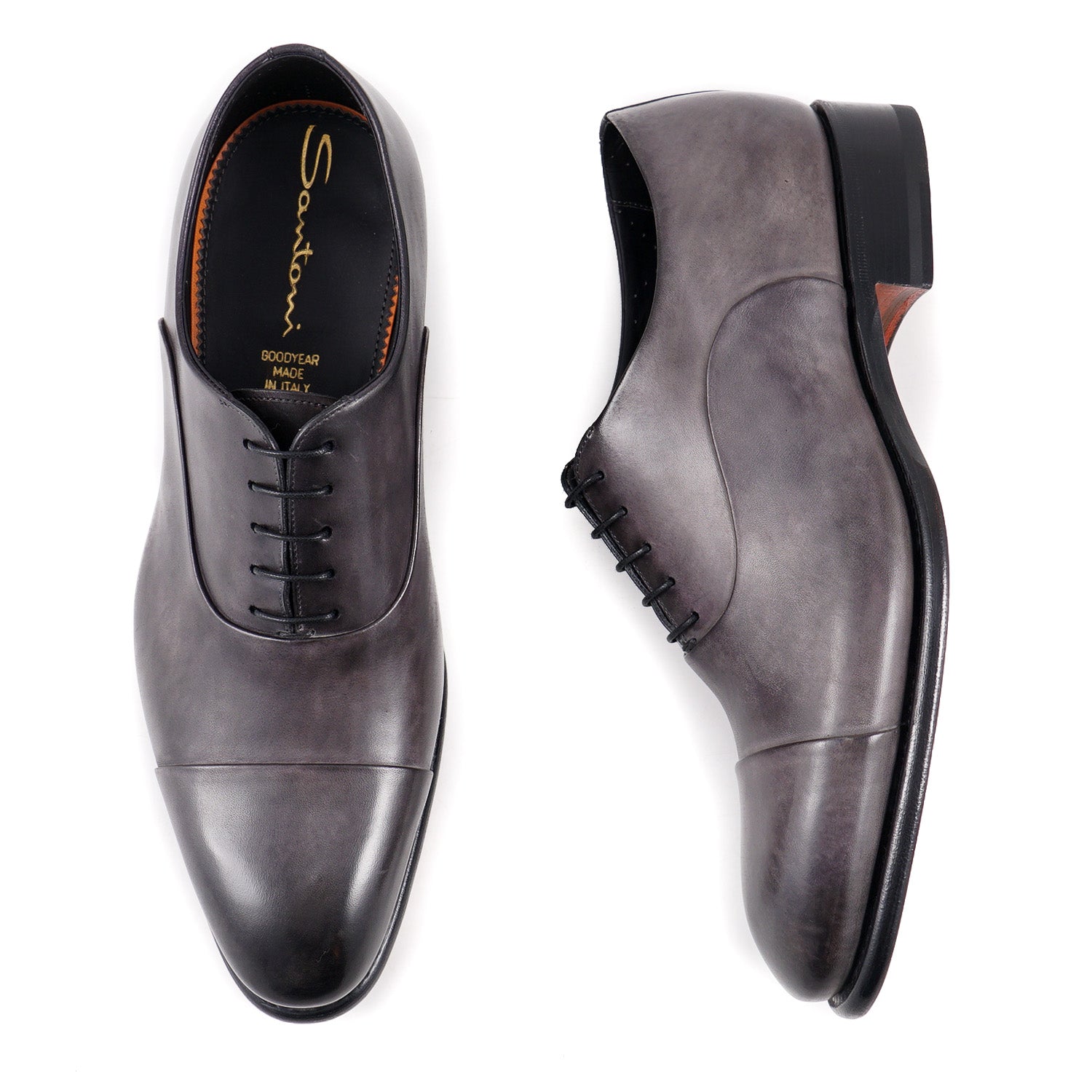 Santoni 'Isaac' Goodyear Oxford in Gray Calf - Top Shelf Apparel