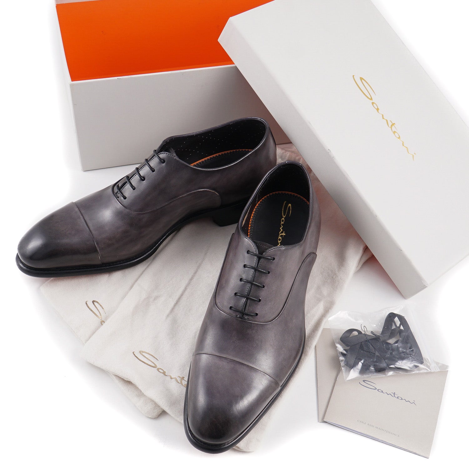 Santoni 'Isaac' Goodyear Oxford in Gray Calf - Top Shelf Apparel