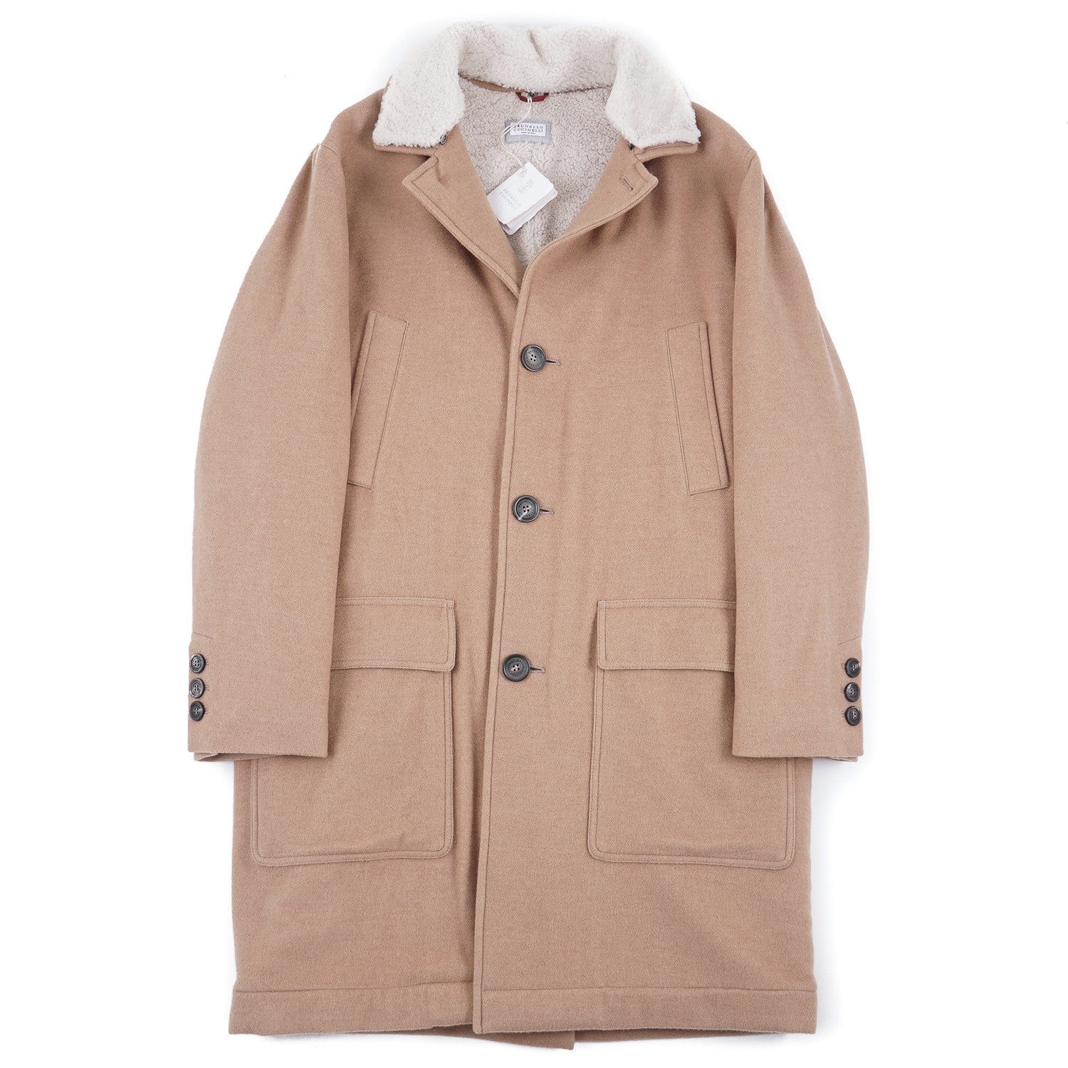 Brunello Cucinelli Cashmere Coat with Shearling Lining - Top Shelf Apparel